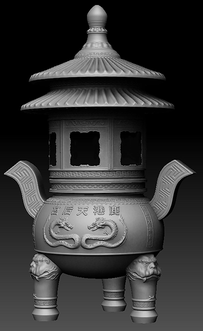 incense burner zbrush render